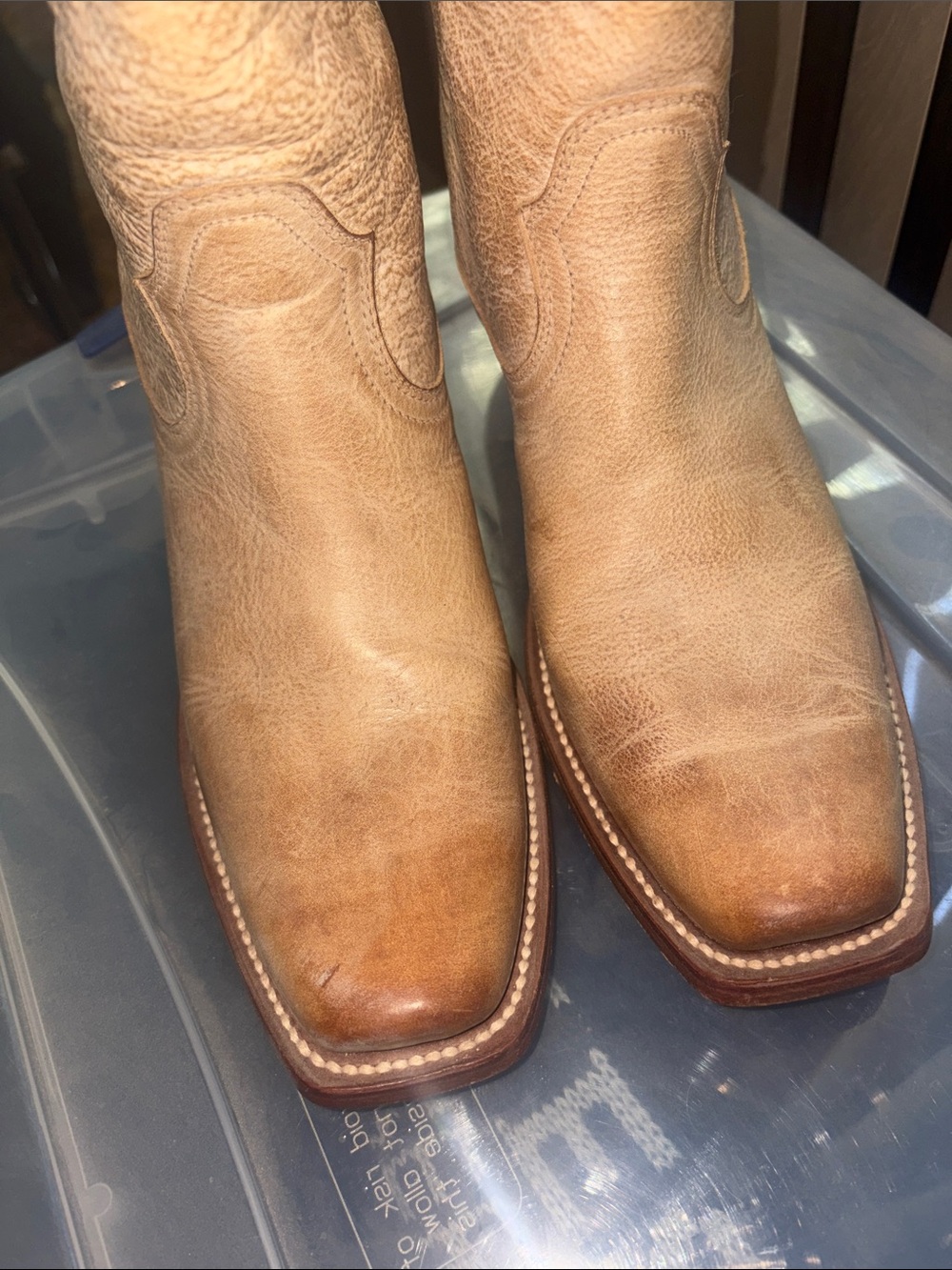 Tan Leather Cowboy Boots - Picture 3 of 5
